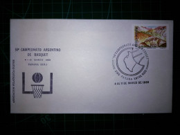 ARGENTINE, Enveloppe FDC, Commémorative Du "56ème Championnat Argentin De Basket-ball, Parana, Entre Rios" Avec Cachet D - FDC