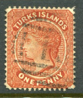 1883 Turks And Caicos 1d Wmk Crown CA Used Sg 55 - Turcas Y Caicos
