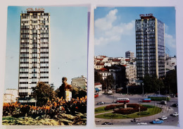 Ex-Yugoslavia-Lot 2Pcs-Vintage Postcard-Beograd-Serbia-Hotel Slavija-Dimitrije Tucovic Square-1966-used-#8 - Joegoslavië