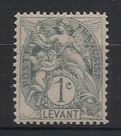 LEVANT - 1902-20 - N°YT. 9a - Type Blanc 1c Gris-noir - Neuf Luxe ** / MNH / Postfrisch - Unused Stamps