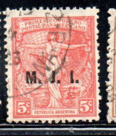 ARGENTINA 1920 OFFICIAL DEPARTMENT STAMP OVERPRINTED M.J.I. MINISTRY OF JUSTICE AND INSTRUCTION MJI 20c USED USADO - Oficiales