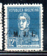 ARGENTINA 1923 1931 OFFICIAL DEPARTMENT STAMP OVERPRINTED M.J.I. MINISTRY OF JUSTICE AND INSTRUCTION MJI 12c USED USADO - Dienstzegels