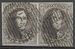 OBP10 In Paar, Met 4 Randen En Met Balkstempel P123 A.1 Verviers (zie Scans) - 1858-1862 Médaillons (9/12)