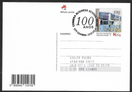 Portugal Entier Postal 2021 École De Commerce De Coimbra Cachet Premier Jour Business School Stationery Fd Postmark - Postwaardestukken