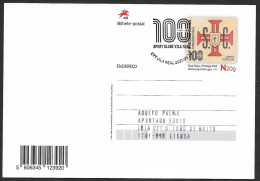 Portugal Entier Postal 2021 Football 100 Ans Sport Clube Vila Real Cachet Premier Jour Stationery Soccer Pmk - Postal Stationery