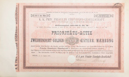 Vienne 1893: Fondateur Action Prioritaire -  200 Gzlden öst. Währung + Coupons - Bahnwesen & Tramways