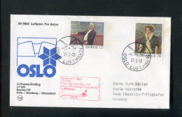 "NORWEGEN" 1983, Erstflugbrief LH 025 Mit Boeing 737 "Oslo-Duesseldorf" (A1021) - Storia Postale