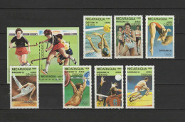 Nicaragua 1989 Olympic Games Barcelona, Hockey, Waterball, Volleyball Etc. Set Of 7 + S/s MNH - Summer 1992: Barcelona