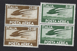 Italia, Italy, Italie, Italien 1947-62; Rondini In Volo, Swallows In Flight; 2 Coppie Verticali, Nuovi. - Zwaluwen