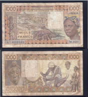 1000 Francs CFA, 1989 A, Côte D' Ivoire, M.021, A 630142, Oberthur, P#_07, Banque Centrale États De L'Afrique De L'Ouest - Stati Dell'Africa Occidentale