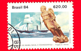 BRASILE - Usato - 1984 - 100 Anni Del Museo Oceanografico Navale - "Don Alfonso" (nave Da Guerra A Vela/vapore) E Polena - Usados