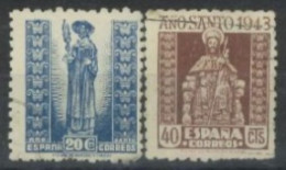 SPAIN,  1943 - ST. STATUE IN ST. JAMES CATHEDRAL & ST. JAMES OF COPOSTELA STAMPS SET OF 2, # 724/25,USED. - Used Stamps