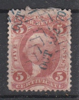 Etats-Unis Jefferson 5 C Marron Fiscaux - 1845-47 Voorlopige Uitgaves