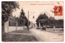 Cerisiers - Entrée Du Pays - Route De Theil - édit. P.R. Poulain-Rocher  + Verso - Cerisiers