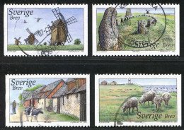 Réf 77 < SUEDE Année 2003 < Yvert N° 2333 à 2336  Ø Used < Moulins à Vent Windmill - Vache - Pierre Levée - SWEDEN - Used Stamps