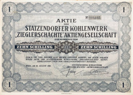 Vienn. 1929: Stazendorfer Kohlenwerk "Zieglerschächte" AG 10 Schilling - Avec Coupons - Mines