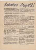 ORIGINAL PLAKAT 29,5 Cm X 21,5 Cm  --  LETZTER APPELL !   ADOLF HITLER, HINDENBURG, ERNST THALMANN - 1939-45