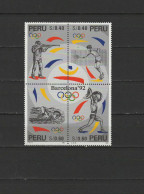 Peru 1996 Olympic Games Barcelona, Shooting, Tennis, Swimming, Weightlifting Block Of 4 MNH - Estate 1992: Barcellona