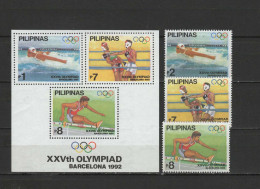 Philippines 1992 Olympic Games Barcelona, Boxing, Swimming, Athletics Set Of 3 + S/s MNH - Ete 1992: Barcelone