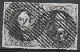 OBP10 In Paar, Met 4 Randen En Met Balkstempel P132 Wetteren (zie Scans) - 1858-1862 Medallions (9/12)