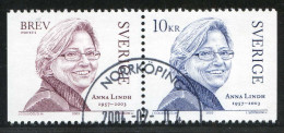Réf 77 < SUEDE Année 2003 < Yvert N° 2364 à 2365 Ø Used < Anna Lindh - SWEDEN - Used Stamps