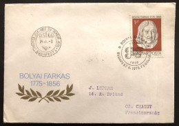 HUNGARY, Circulated FDC « Mathematics »,  « BOLYAI FARKAS », 1975 - Brieven En Documenten