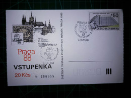 TCHÉCOSLOVAQUIE, Entier Postal Commémoratif De "Vs Tupenka, Prague 88". Avec Cachet Spécial De La Poste. - Luchtpostbladen