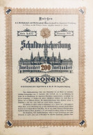 Vienne 1898: Anleihe Der K. K. Reichshaupt- Und Residenzstadt Wien - 200 Kronen - Ferrovie & Tranvie