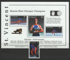 St. Vincent 1992 Olympic Winter Games, Bonnie Blair Stamp + S/s MNH - Invierno 1992: Albertville