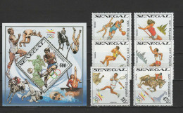 Senegal 1990 Olympic Games Barcelona, Football Soccer, Judo, Tennis, Equestrian Etc. Set Of 6 + S/s MNH - Estate 1992: Barcellona