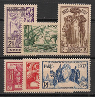 INDOCHINE - 1937 - N°YT. 193 à 198 - Exposition Internationale - Série Complète - Neuf * / MH VF - Ongebruikt