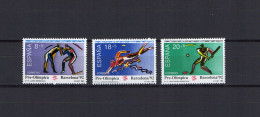 Spain 1990 Olympic Games Barcelona, Wrestling, Swimming, Baseball Set Of 3 MNH - Verano 1992: Barcelona