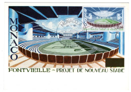 Carte Maximum  Monaco 1983 - Fontvieille - Projet Du Nouveau Stade YT 1370 - Cartoline Maximum