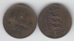 Guernsey Coin 1 Double 1889 Condition Very Fine - Guernsey