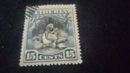 LİBERYA-1920-30-    15   C      DAMGALI - Liberia