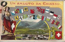 Un Saluto Da Chiasso, Con Helvetia E Cantoni,  Viaggiata 1910 - Chiasso