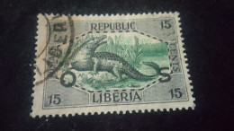 LİBERYA-1920-30-    15   C      DAMGALI - Liberia