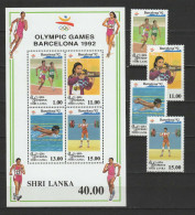 Sri Lanka 1992 Olympic Games Barcelona, Shooting, Athletics, Swimming, Weightlifting Set Of 4 + S/s MNH - Summer 1992: Barcelona