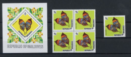 Malediven 466, Block 19 Postfrisch Schmetterling Viererblock #GL896 - Maldivas (1965-...)