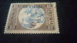 LİBERYA-1920-30-    20   C      DAMGALI - Liberia