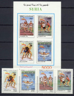 Syria 1992 Olympic Games Barcelona, Football Soccer, Wrestling Etc. Set Of 4 + S/s MNH - Zomer 1992: Barcelona