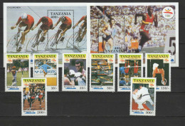 Tanzania 1991 Olympic Games Barcelona, Cycling, Athletics, Rowing, Judo, Volleyball Etc. Set Of 8 + 2 S/s MNH - Estate 1992: Barcellona