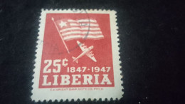 LİBERYA-1947-    25   C      DAMGALI - Liberia