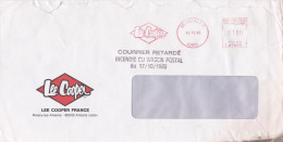 1985-Griffe "Courrier Retardé-Incendie Du Wagon Postal Du 17-10-1985 "sur Enveloppe à Fenêtre D'AMIENS RP-pub LEE COOPER - 1961-....