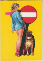 Pin Up - Jeune Femme Devant Un Sens Interdit - Pin-Ups