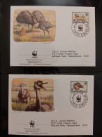 O) 1993 URUGUAY, WWF - WORLD WILDLIFE FUND,  OSTRICH, TWO WALKING,  HEAD,  FDC XF - Uruguay