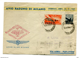 Milano/Milano Del 12.10.47 - Busta Dell'aero Club Per Avio Raduno - Poste Aérienne