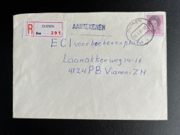 NETHERLANDS 1986 REGISTERED LETTER DUSSEN TO VIANEN 10-01-1986 NEDERLAND - Cartas & Documentos