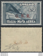 1943 Repubblica Sociale Aerea Lire 2 G.N.R. Brescia III MNH Sassone N. 125III - Andere & Zonder Classificatie