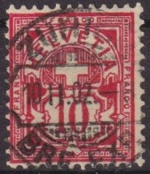 Ziffer 61B, 10 Rp.zinnober  ZÜRICH BRF.EXP.  (Rasierklingenstempel)      1902 - Gebraucht